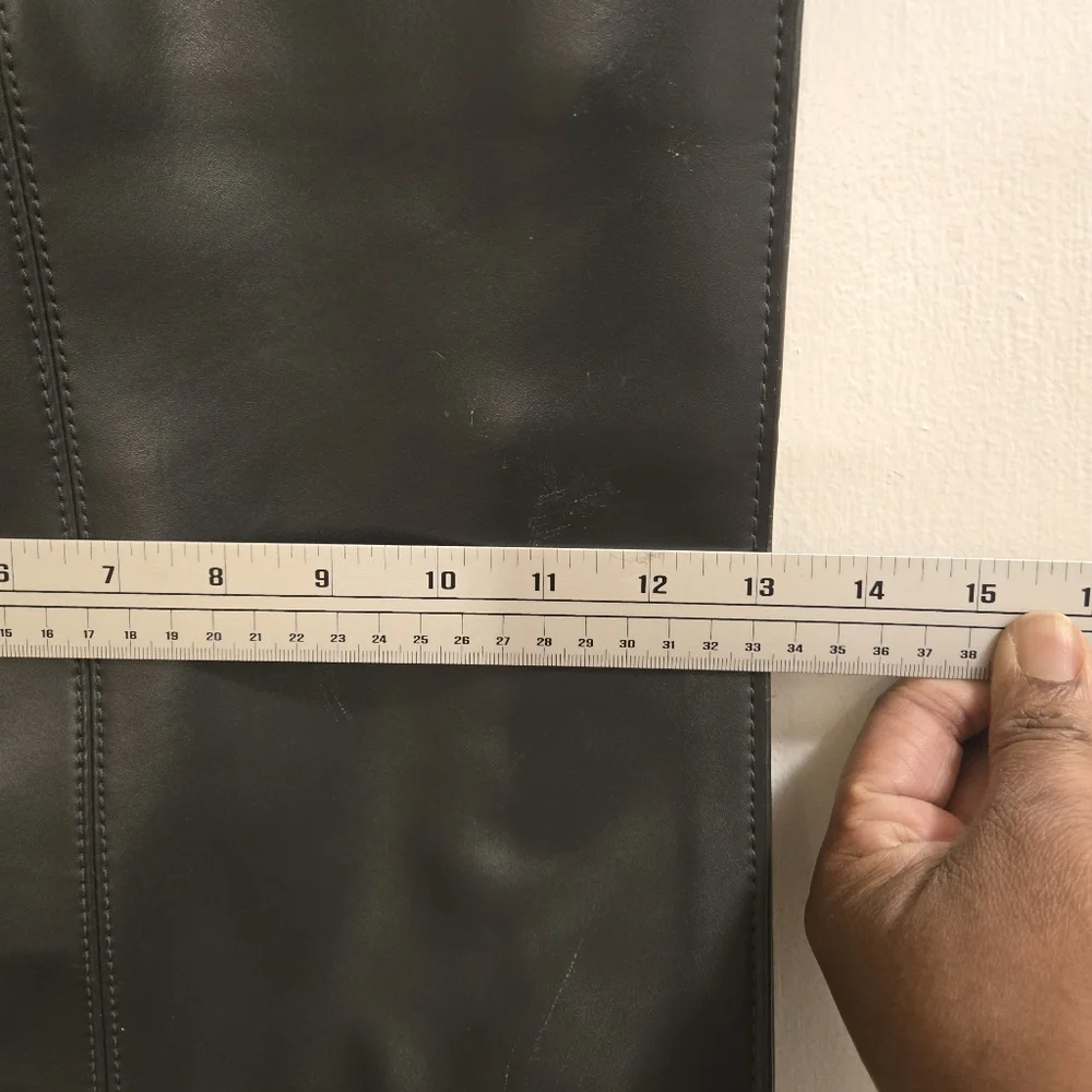 Black Leather Tote Bag with Gold Accent - Picture 12 of 13